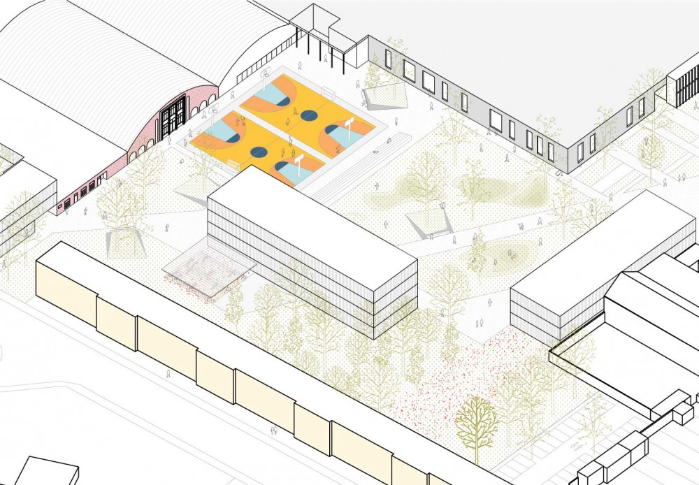 Abscis Architecten - axonometrie sportpleinen