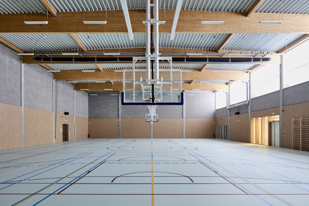 Abscis Architecten - De sportzaal op de verdieping in gebouw G - fotografie Steven Neyrinck