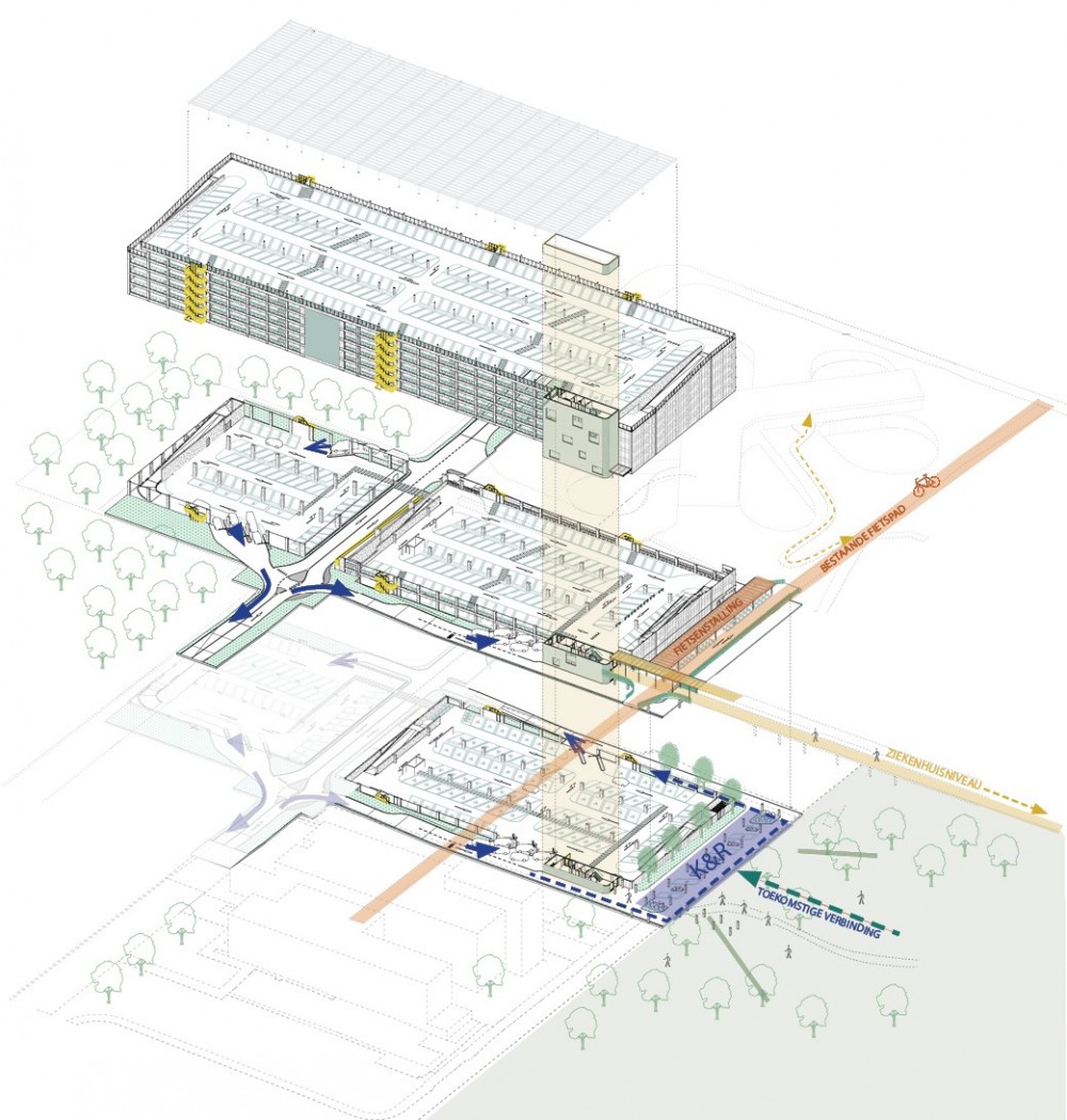Abscis Architecten - axonometrie circulatie