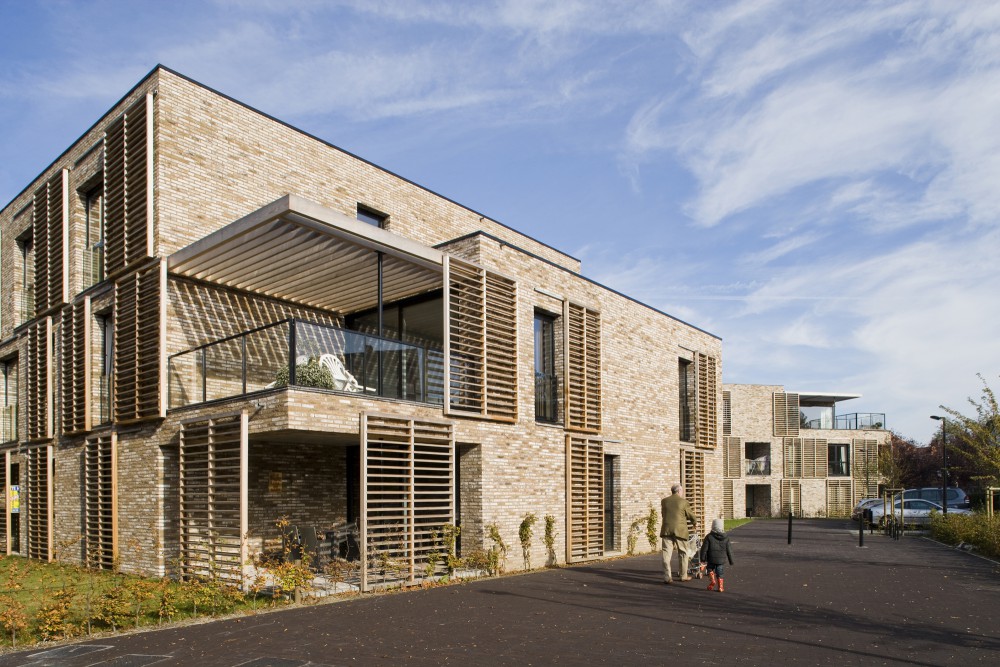 Abscis Architecten - Gestapelde woonvolumes geënt op de centrale wandelas –  fotografie Studio Claerhout