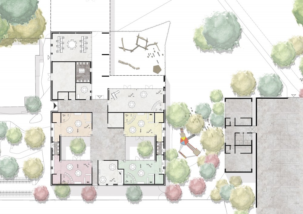 Abscis Architecten - grondplan kleuterschool