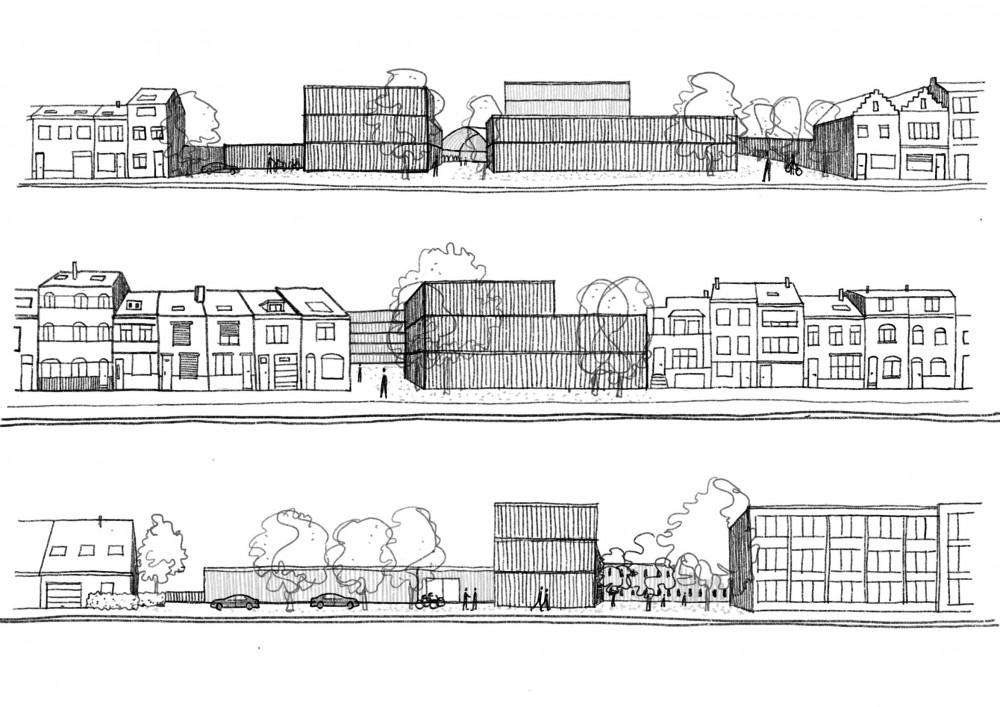 Abscis Architecten - schets van de drie straatbeelden