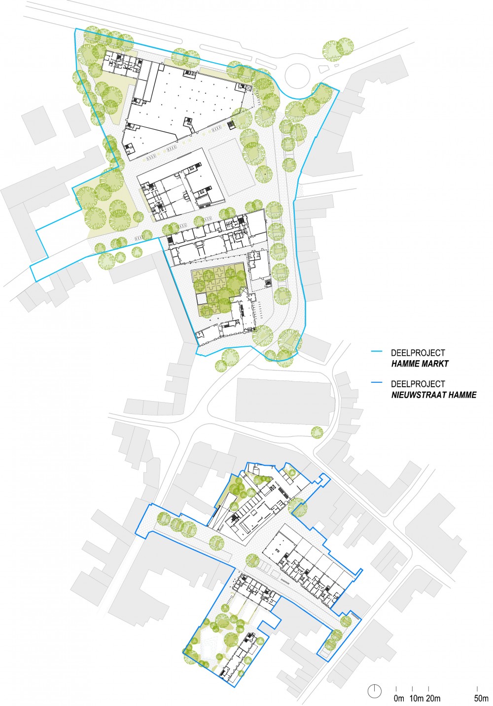 Abscis Architecten - overzicht deelprojecten masterplan Hamme 2020 - inplanting Abscis Architecten