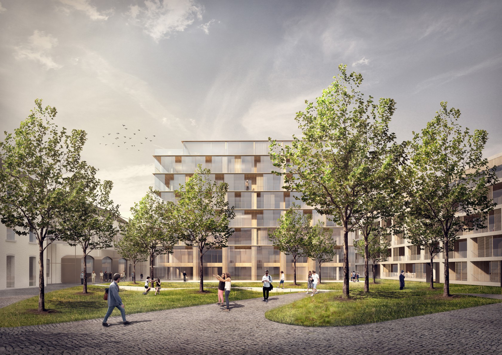 Abscis Architecten - Visualisatie vitaal stedelijk plein met retail