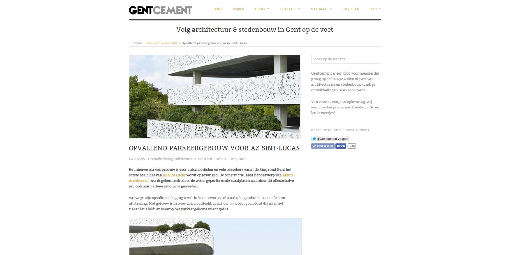 Abscis Architecten - Gentcement - OPVALLEND PARKEERGEBOUW VOOR AZ SINT-LUCAS