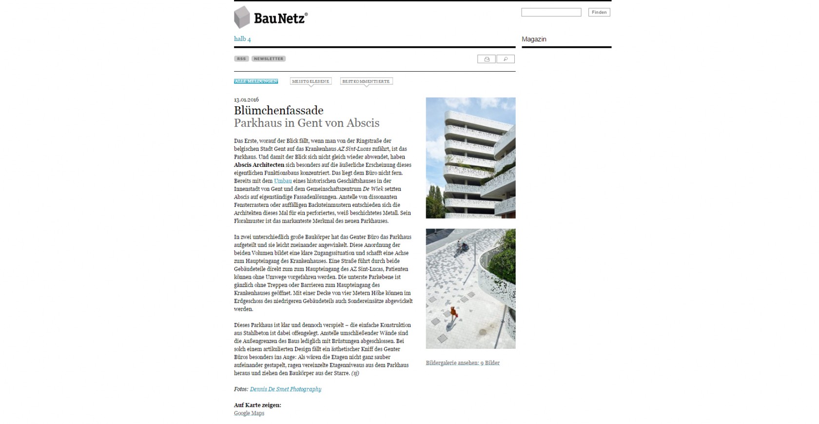 Abscis Architecten - Blümchenfassade - Parkhaus in Gent von Abscis