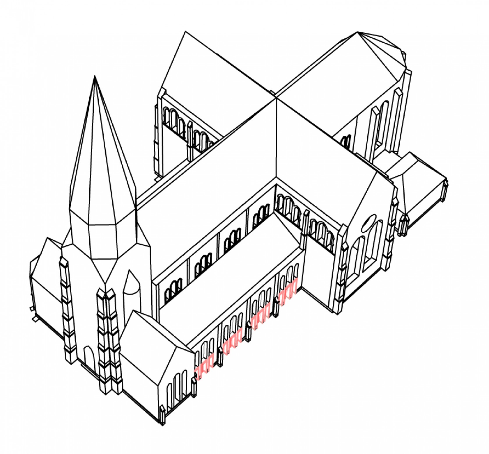 Abscis Architecten - schema scenario 1 - restauratie en flexibele herinrichting van de kerk